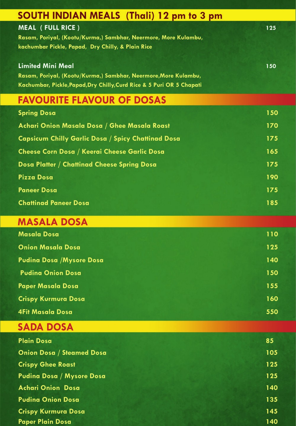 south samarth menu