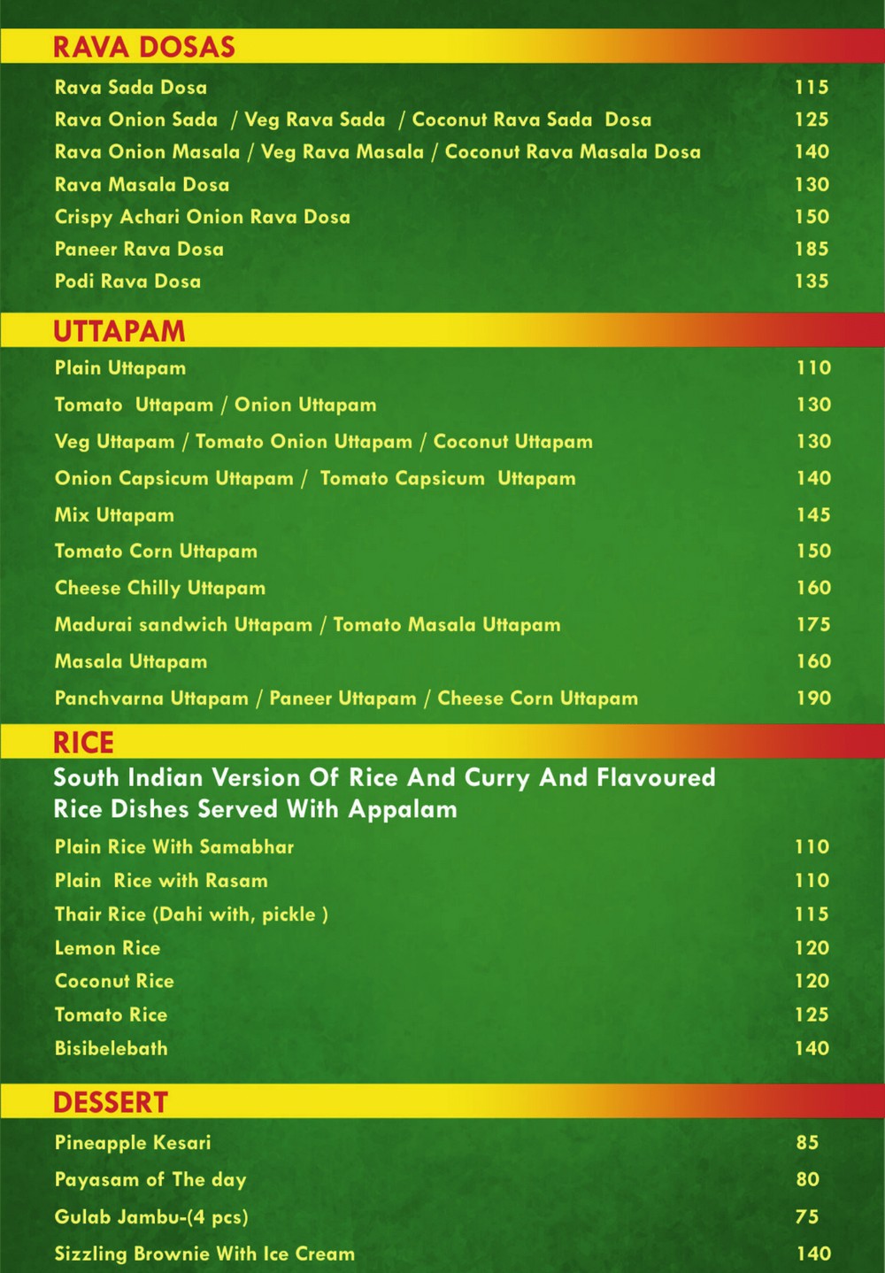 south samarth menu